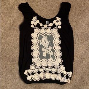 Size M unique black with lace detail tank top